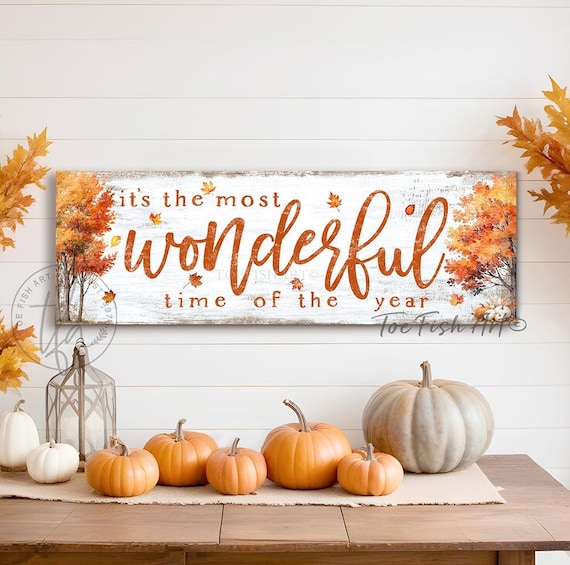 seasonal sign on fall mantel