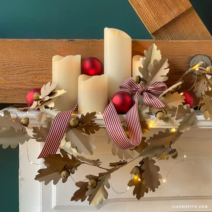 mixed oak and birch leaf garland