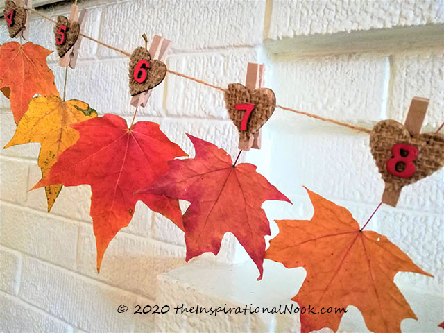dried maple leaf garland on twine