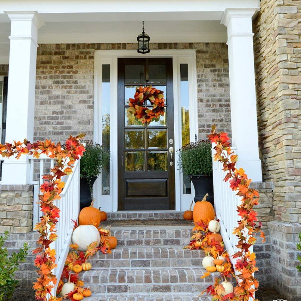 autumn leaf garland over doorway