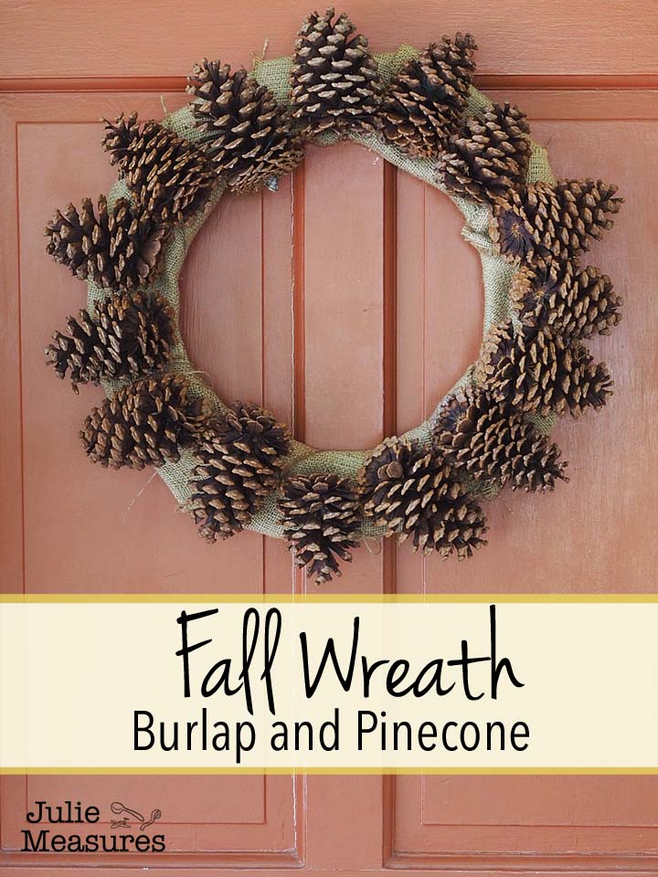 burlap wrapped pinecone wreath