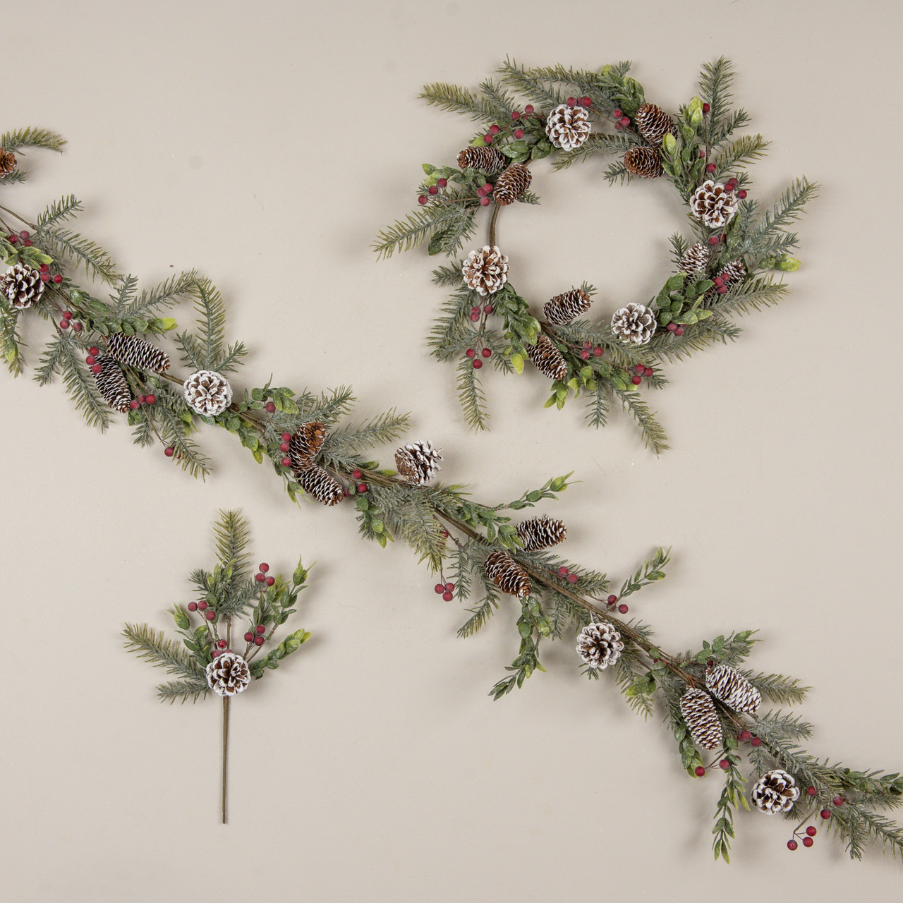 pinecone wreath with red berries