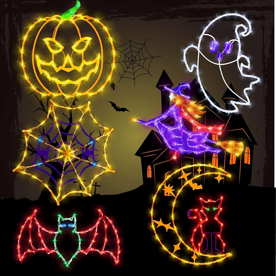 bat silhouettes on halloween porch windows