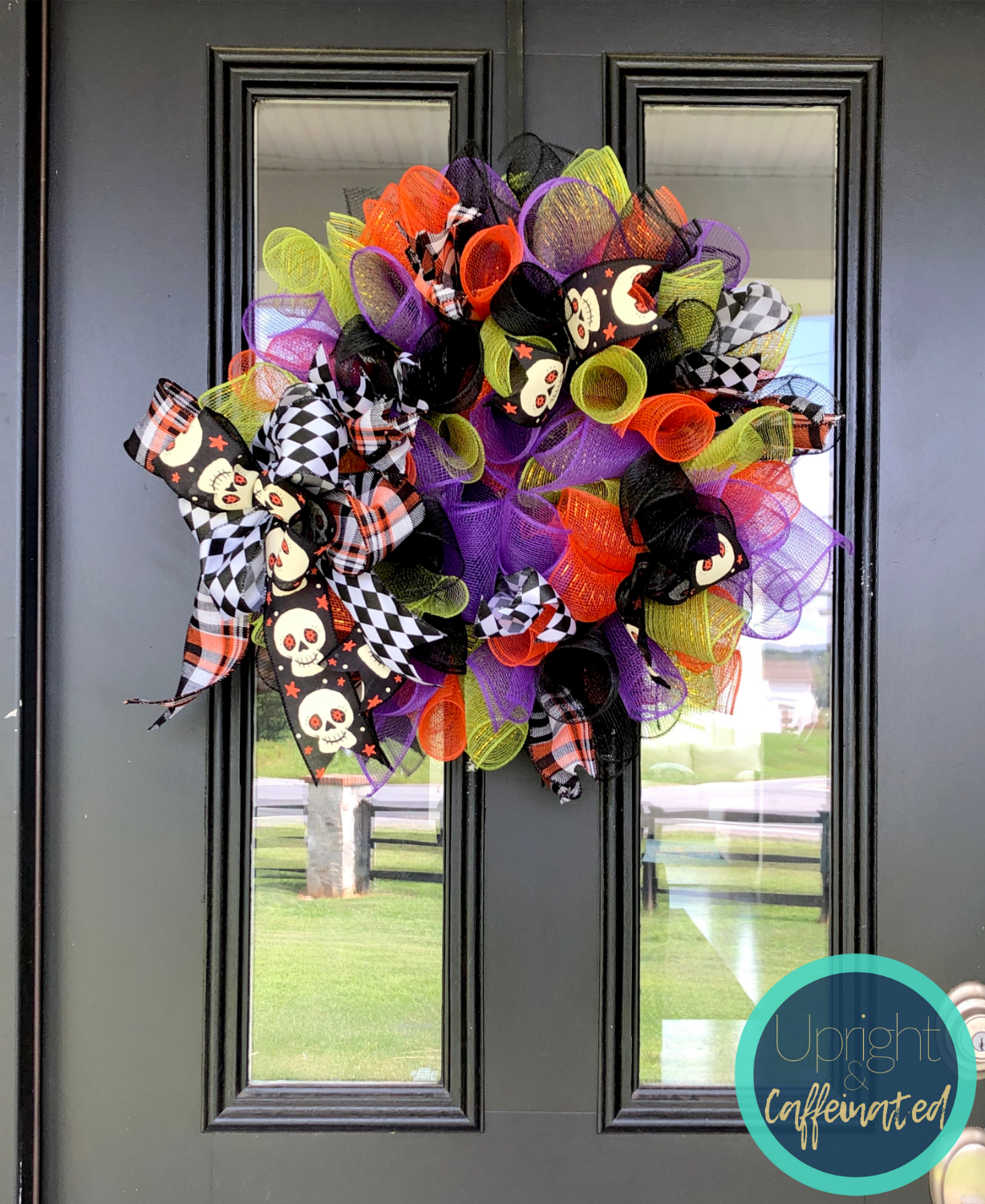 halloween wreath on front door