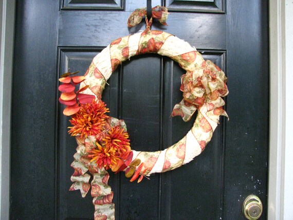 pumpkin cluster wreath on door