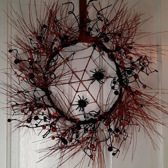 spider web wreath halloween door