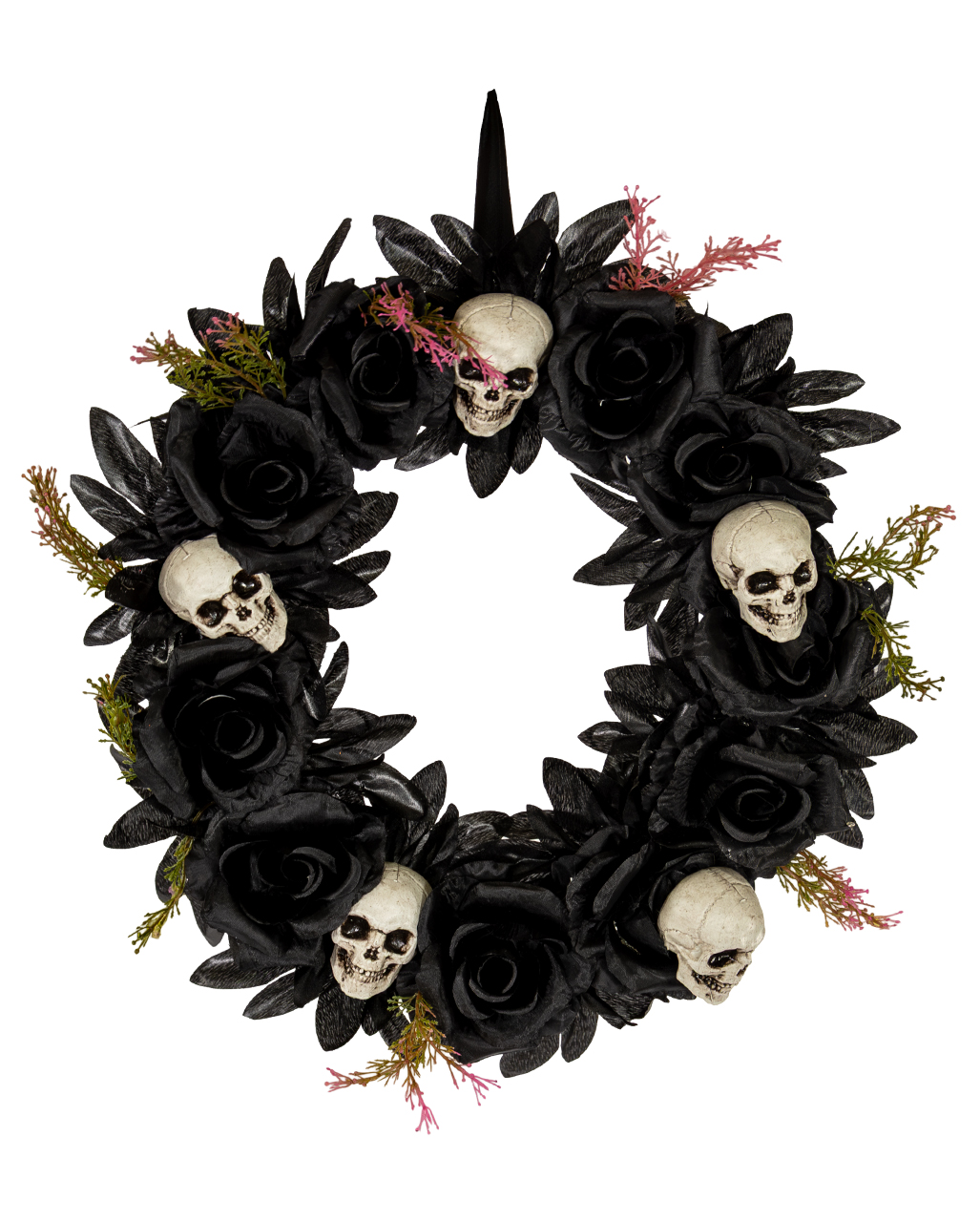 black rose wreath halloween door