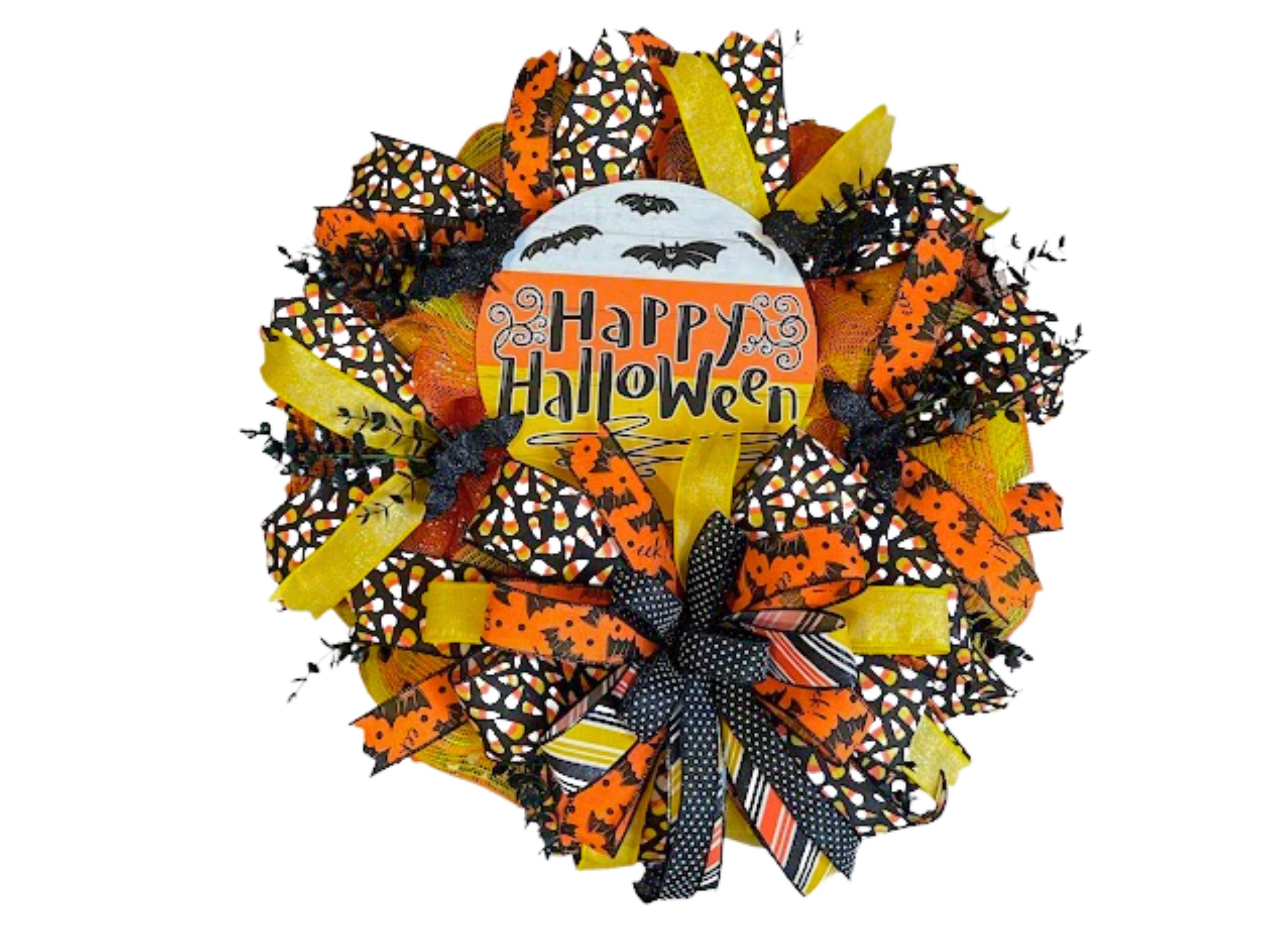 candy corn wreath halloween door