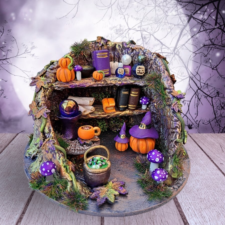 mini pumpkin cluster halloween shelf