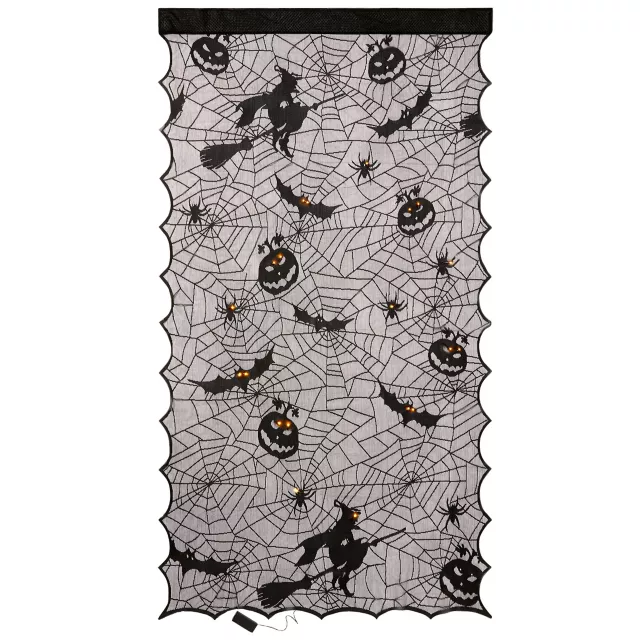 spiderweb curtain halloween window