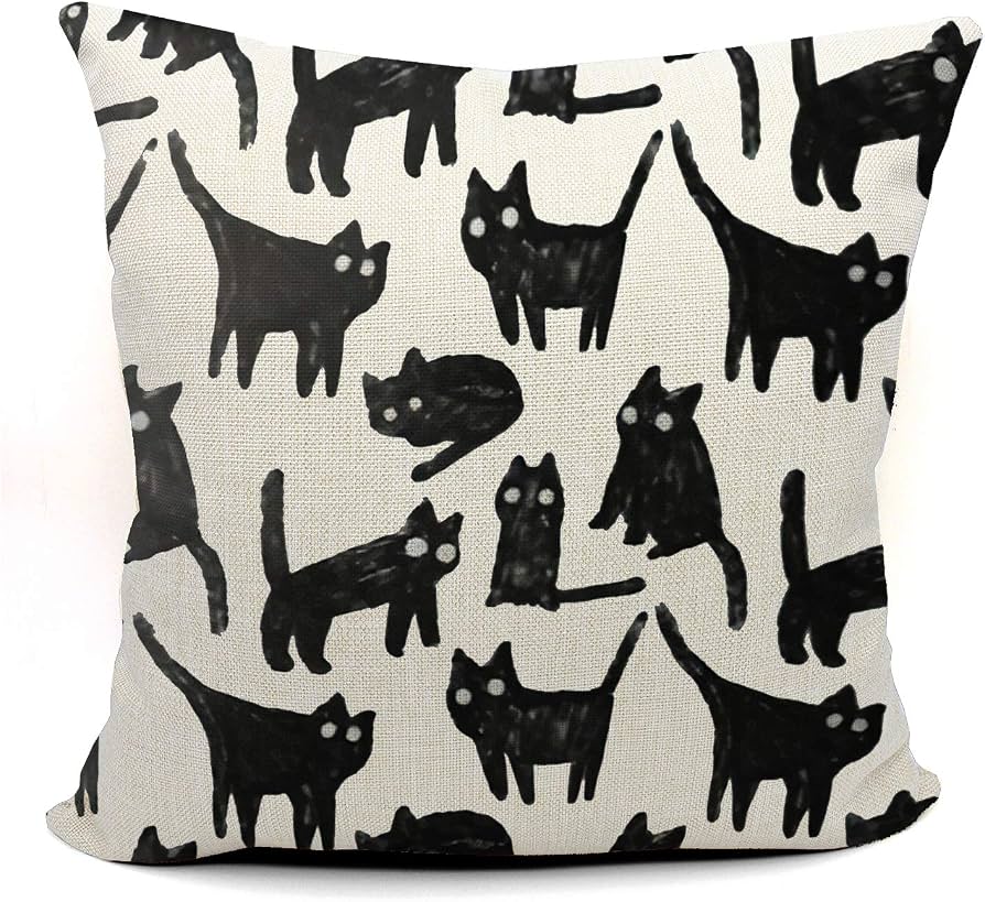 black cat pillow halloween sofa