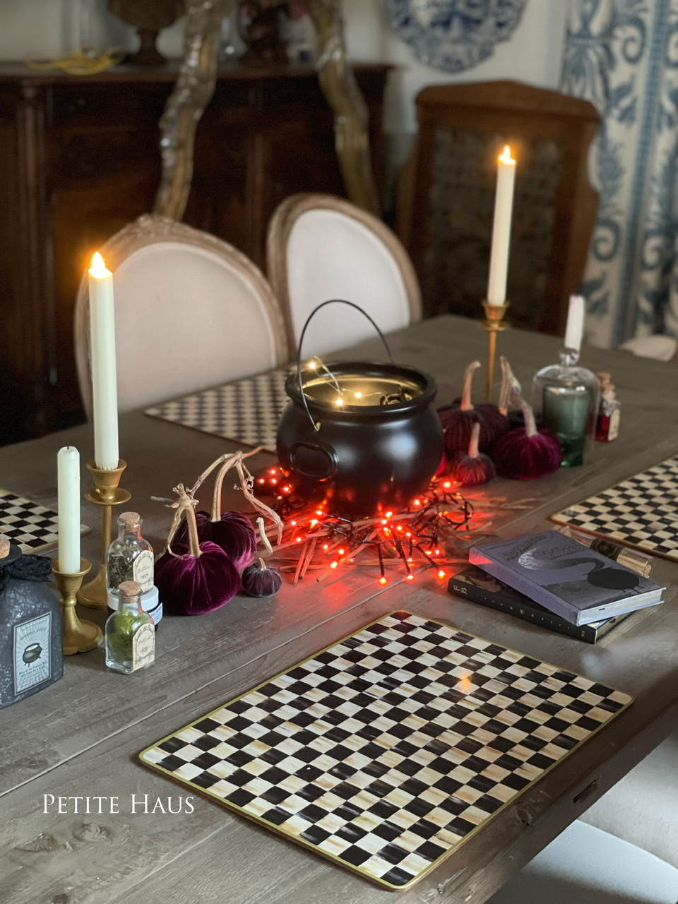 cauldron centerpiece halloween table