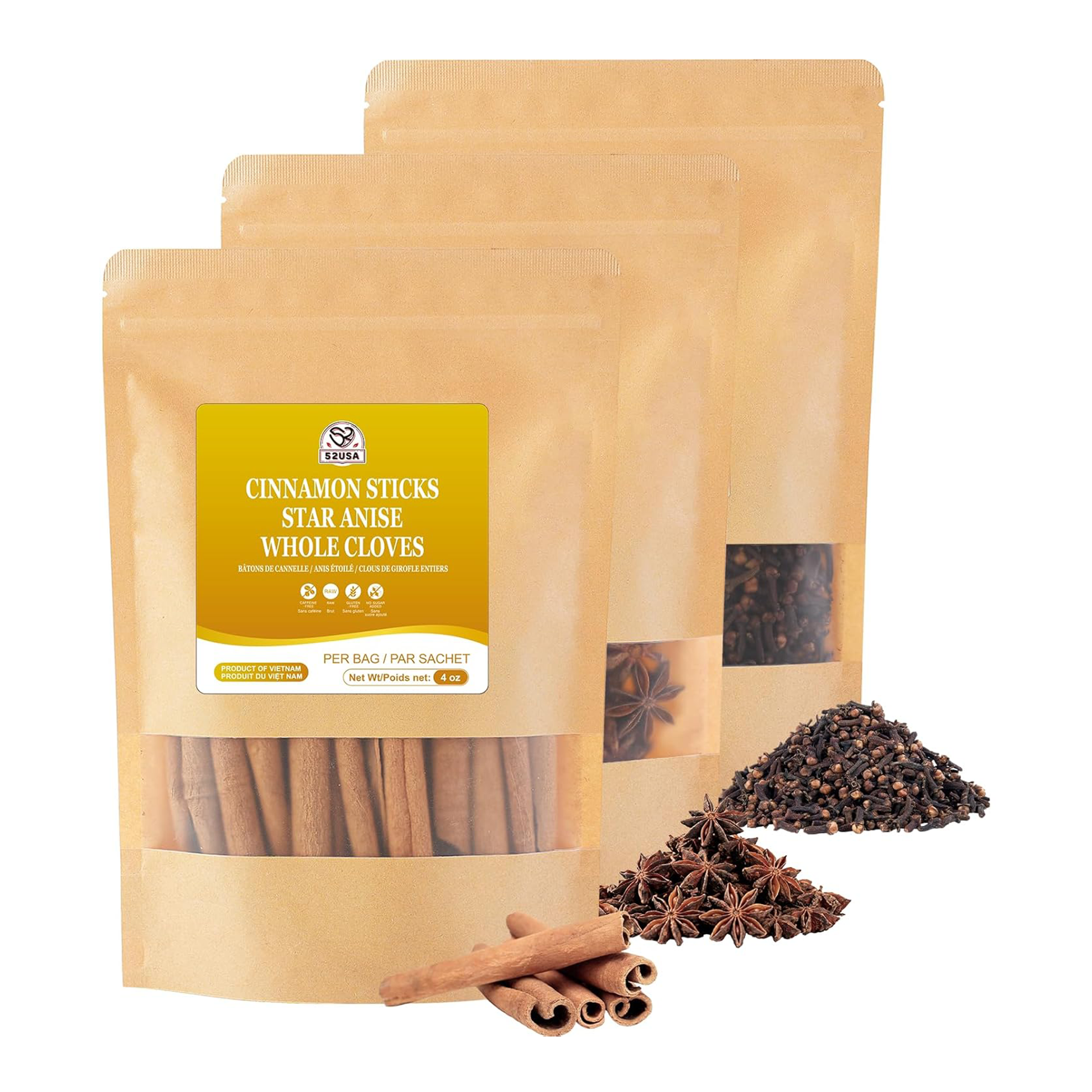 fall spice sachet with cinnamon sticks and dried fruit