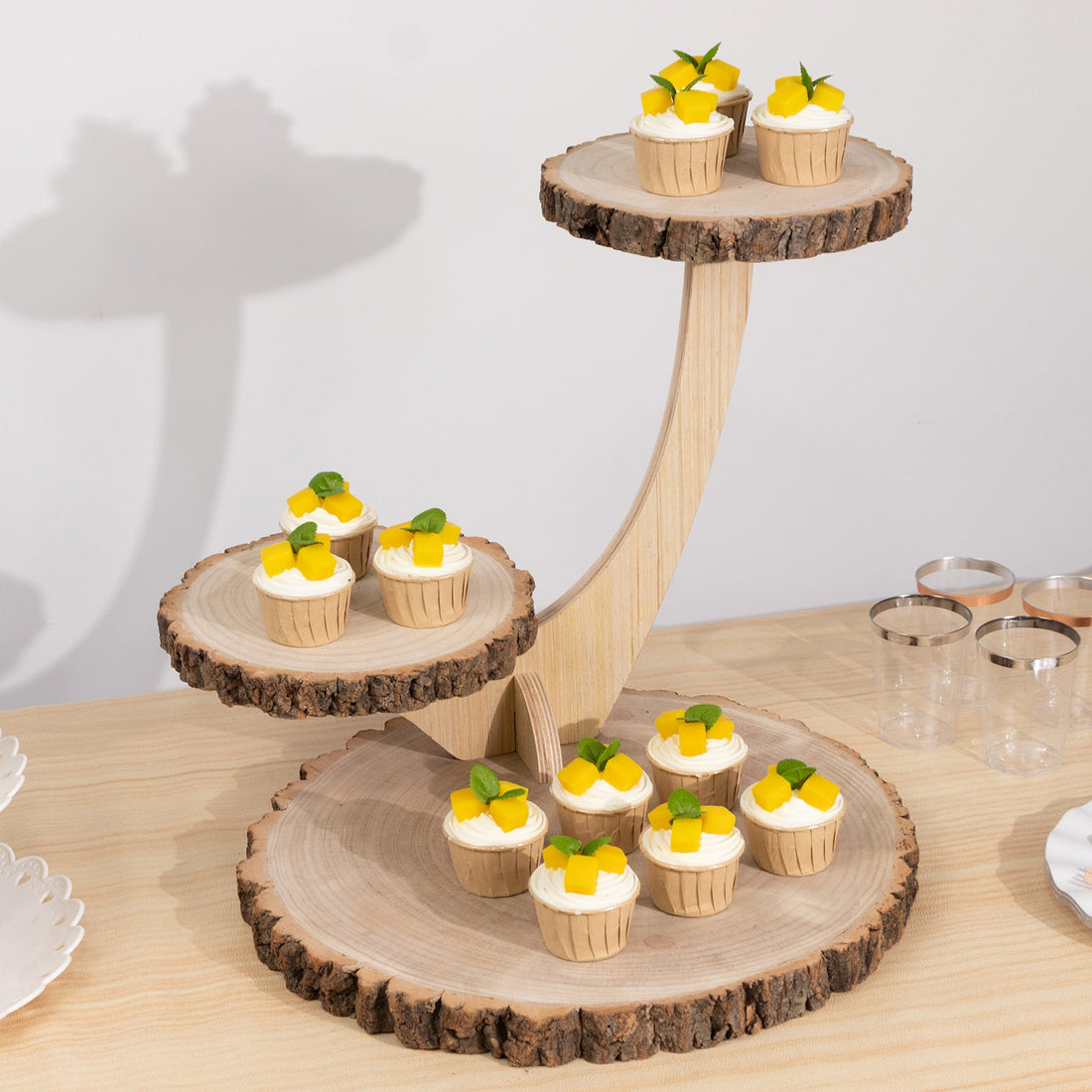 tiered gourds on cake stand centerpiece