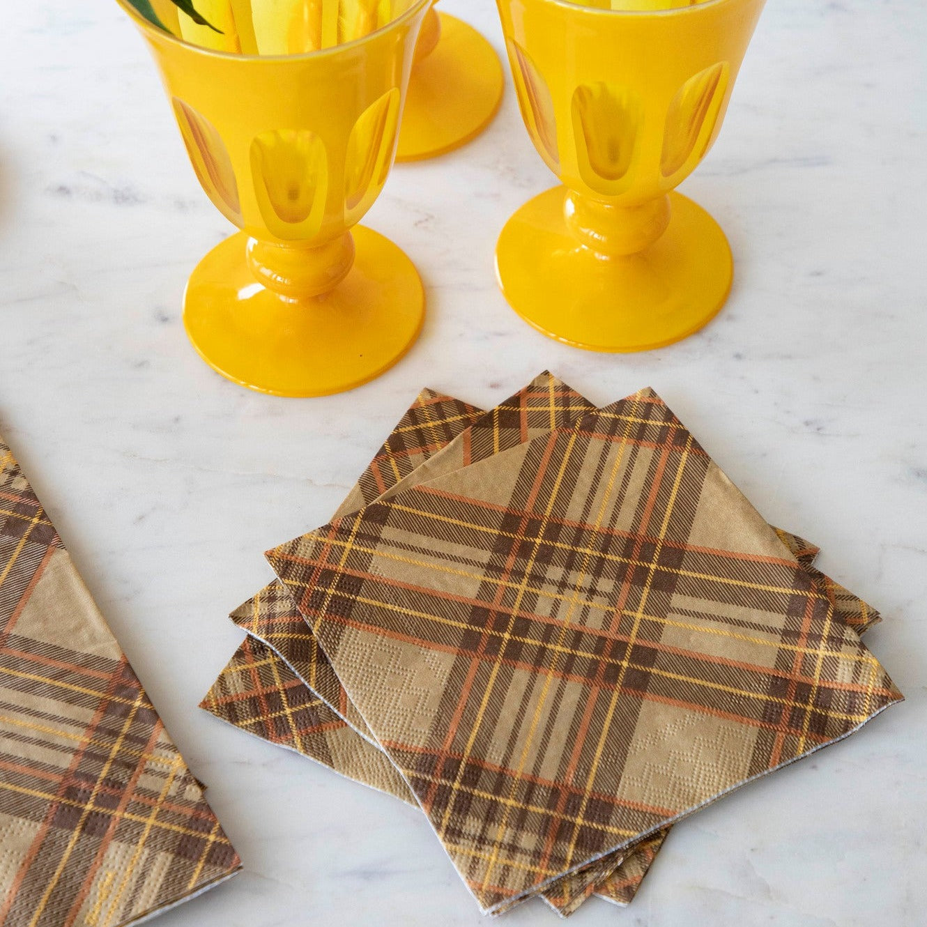 plaid napkins on autumn table