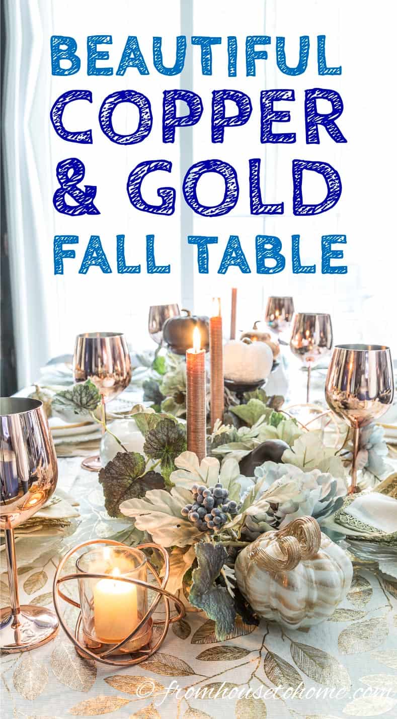 copper flatware autumn table setting