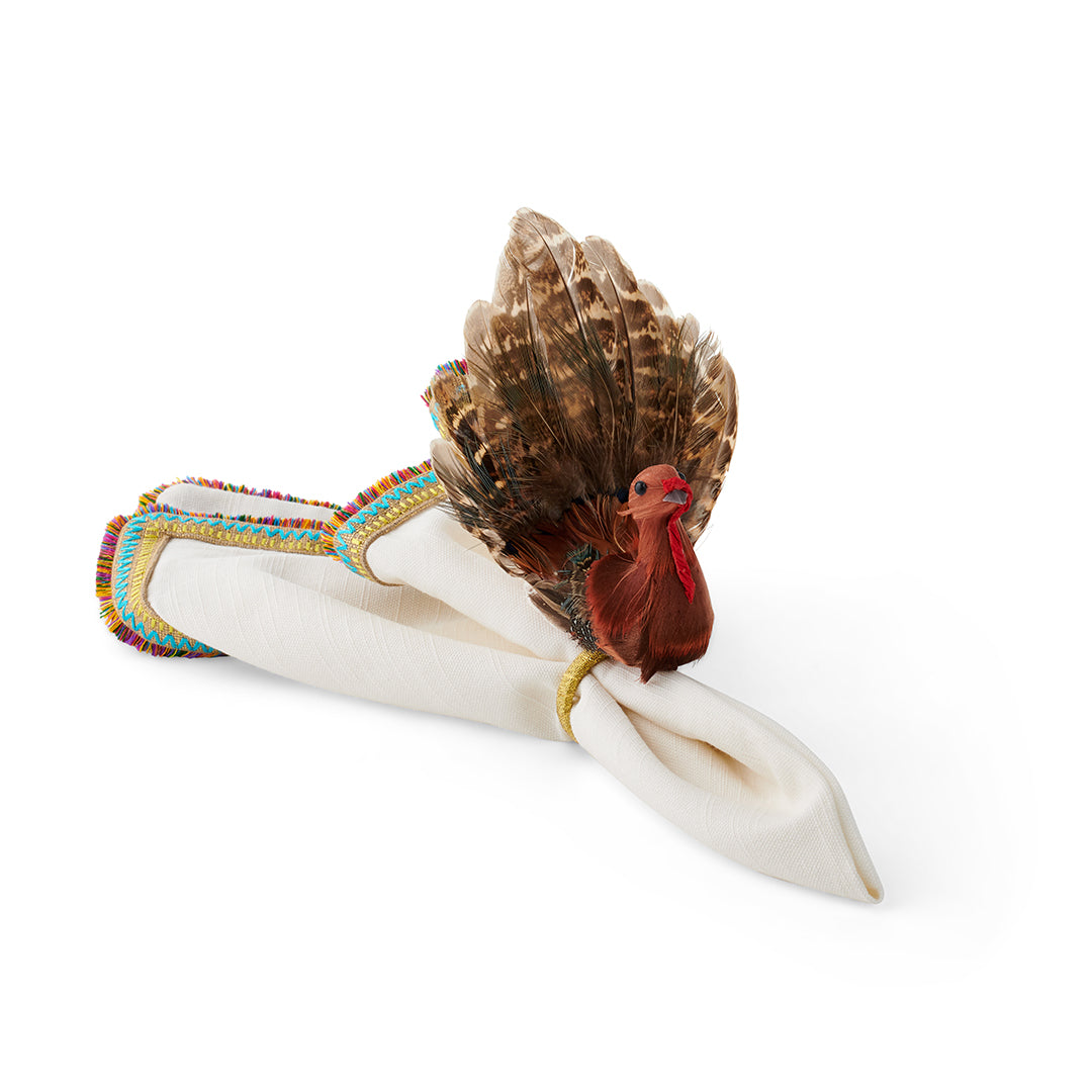 feather napkin rings autumn table