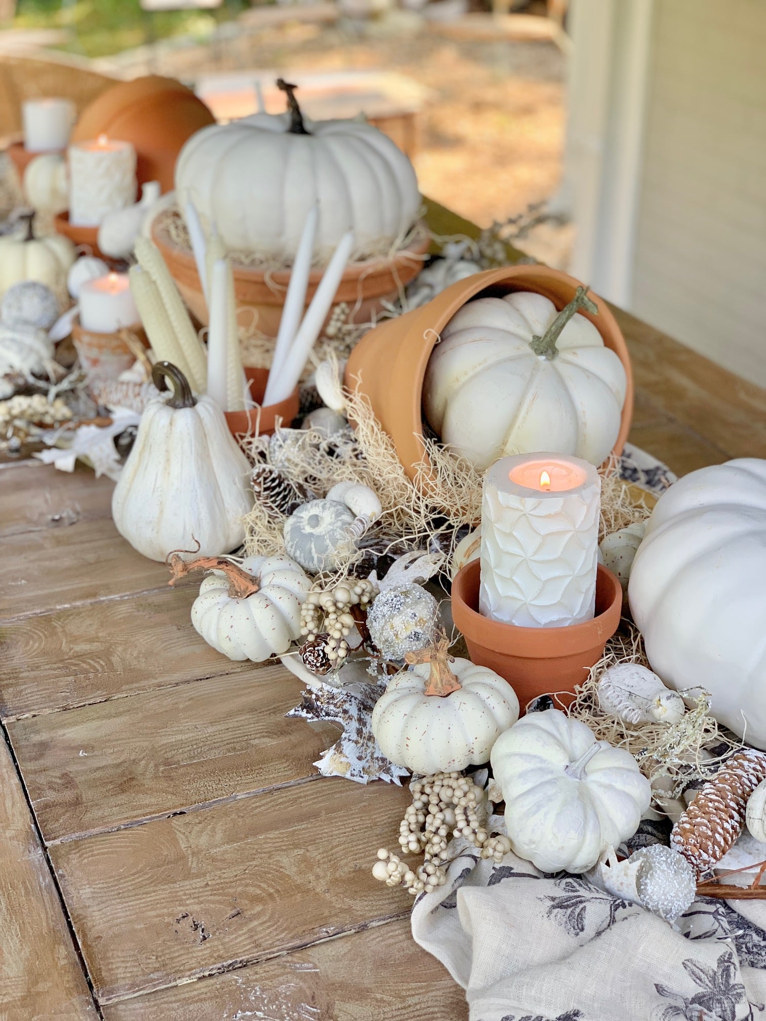 gourd candle stack fall centerpiece