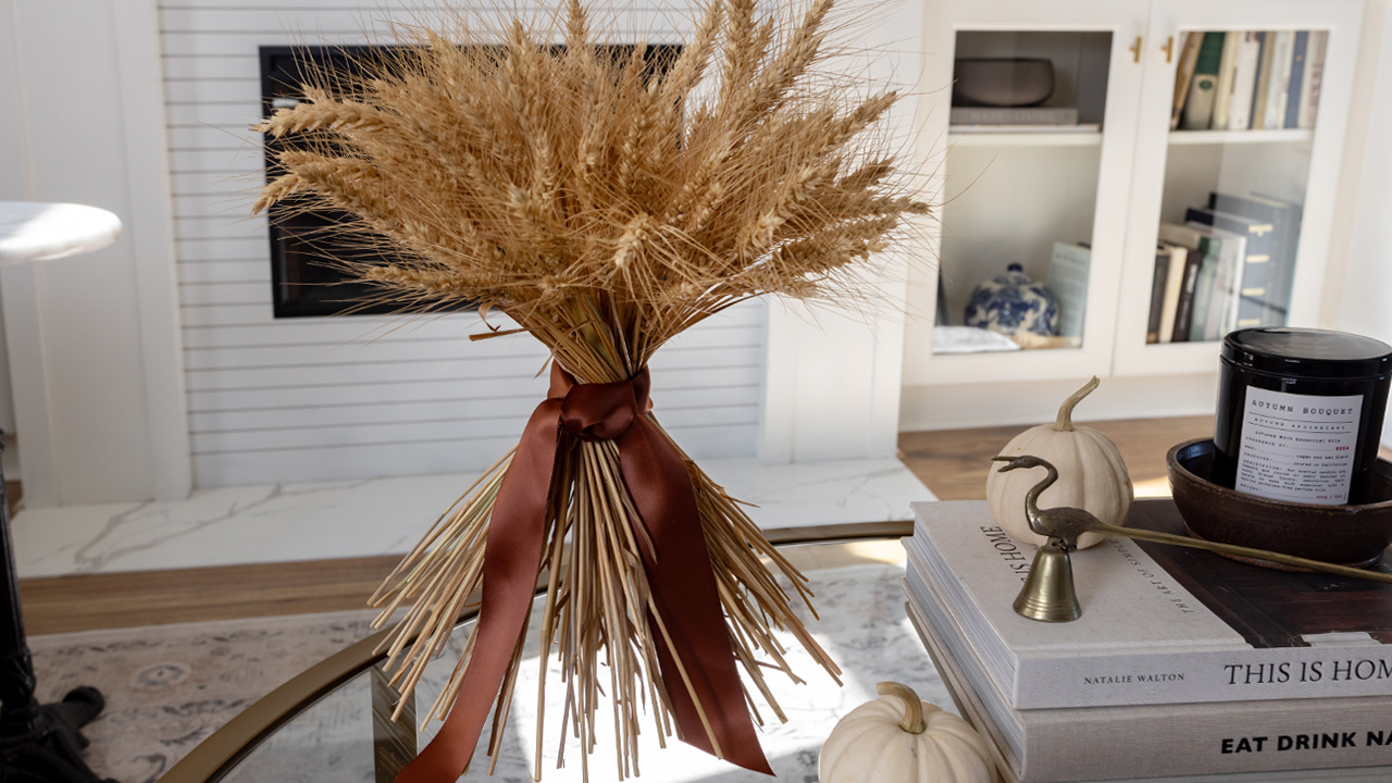 wheat sheaf fall candle centerpiece