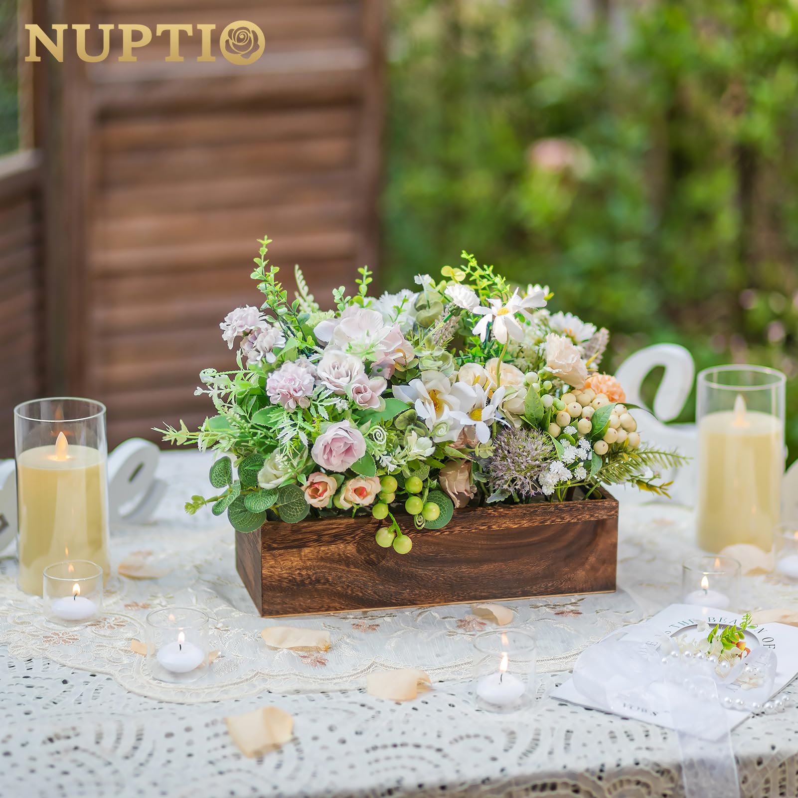 wooden crate fall candle centerpiece