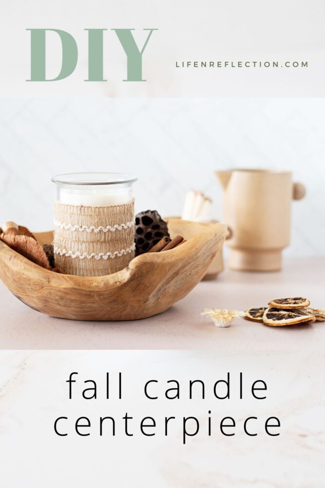 burlap wrapped fall candle centerpiece