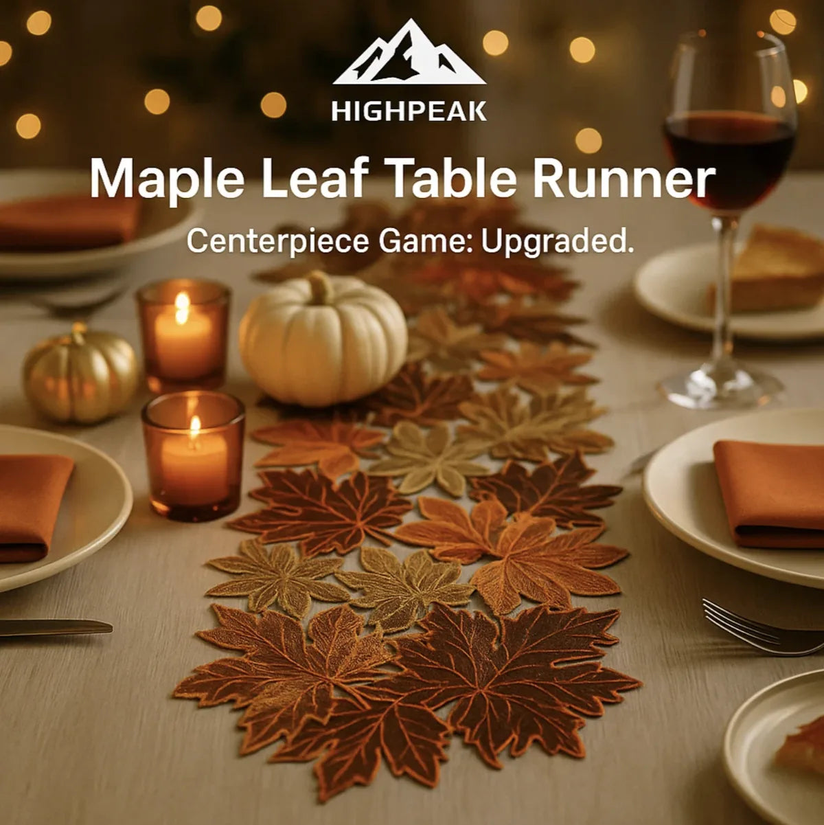 embroidered maple leaf table runner