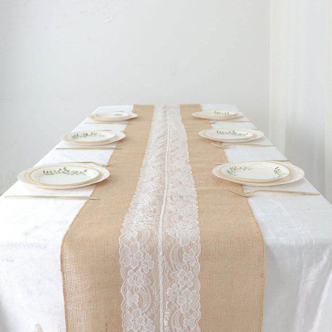 neutral table runner with gold trim fall