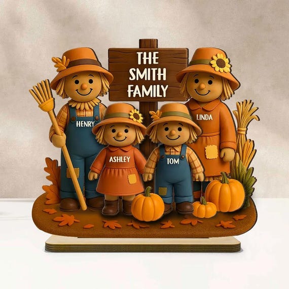scarecrow family name wood sign
