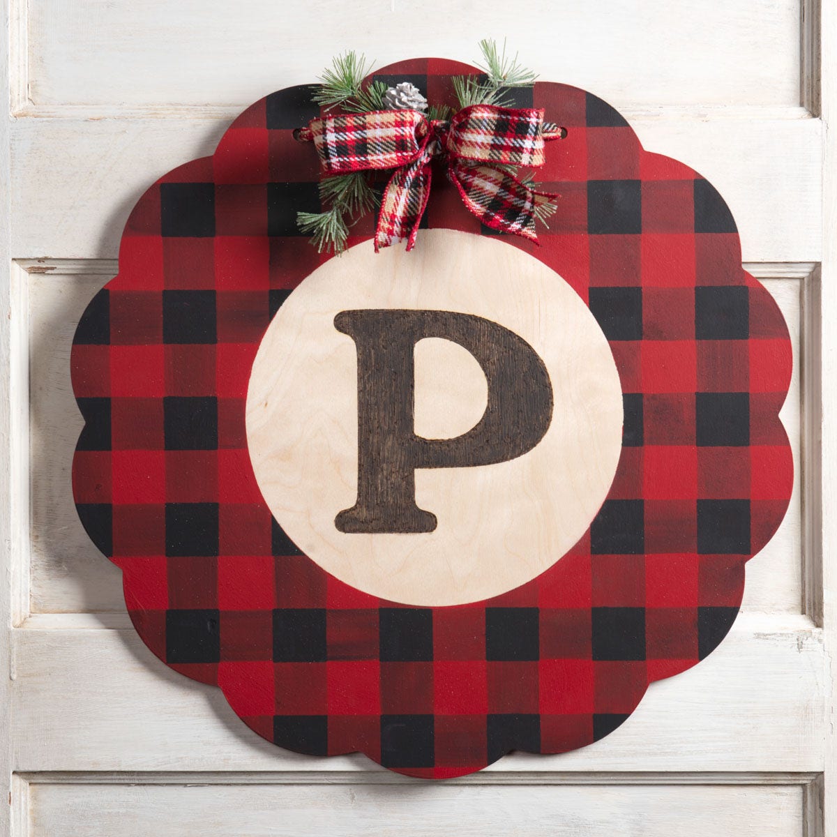 plaid pattern wood sign