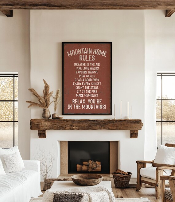 cozy fireplace mantle wood sign