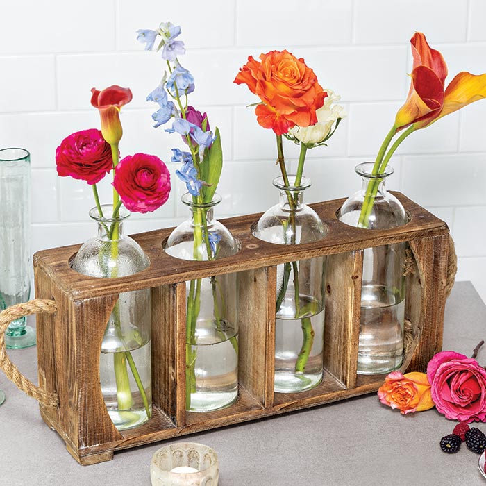 vintage bottles with fall flowers