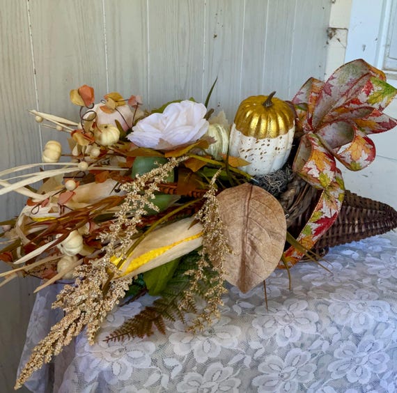 cornucopia fall floral horn