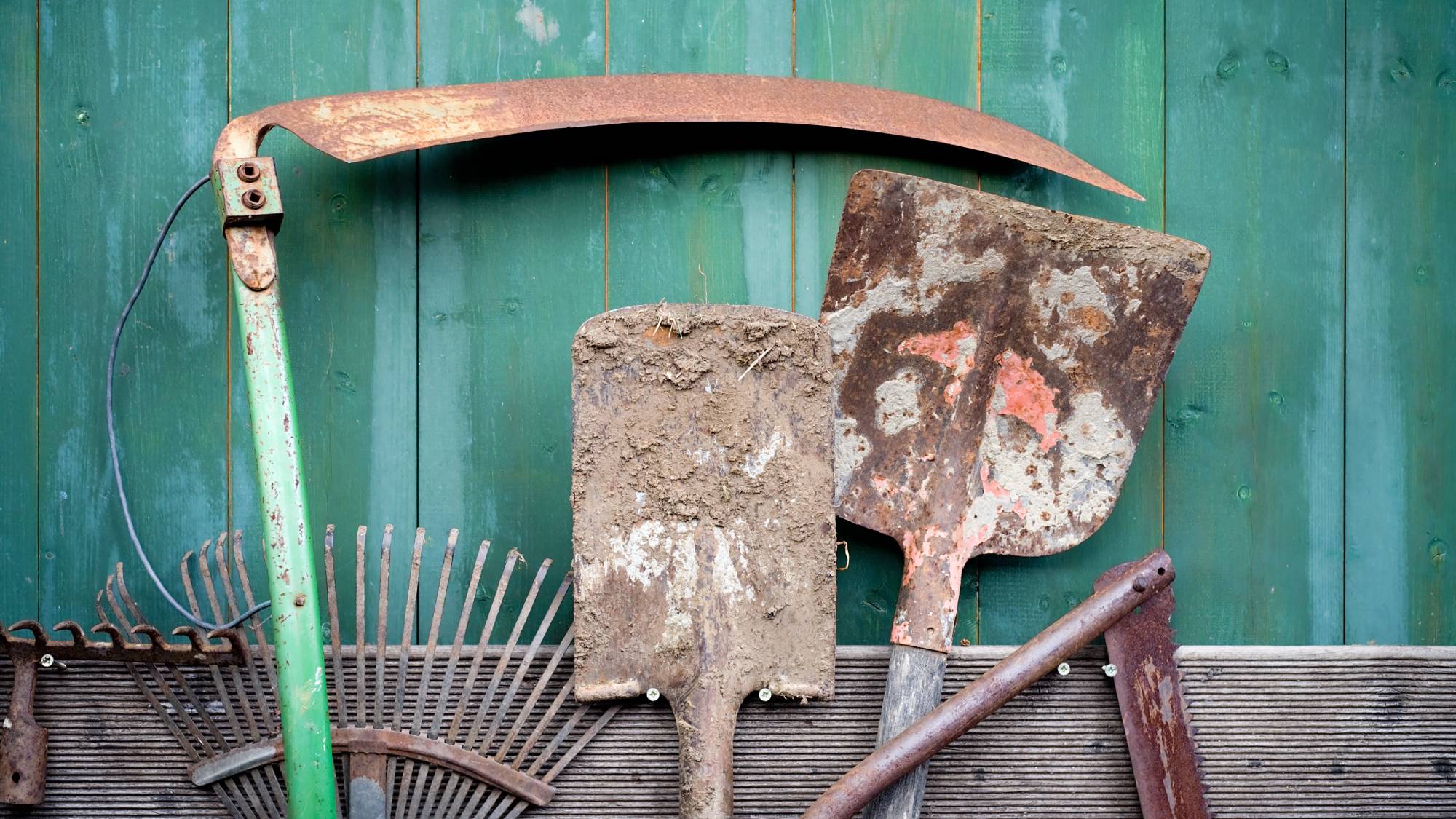 garden tools protected from rust with cooking oil