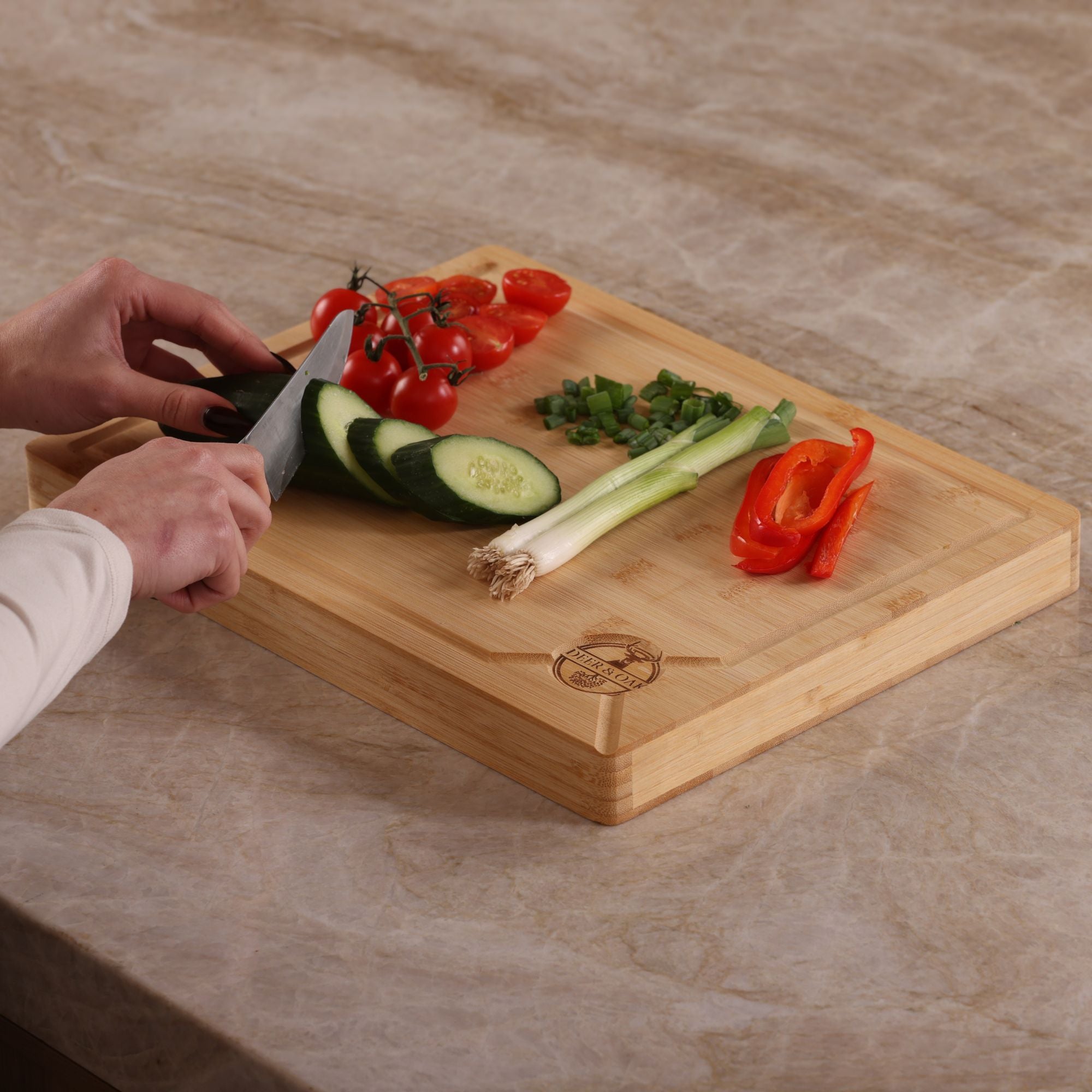 vinegar on wooden cutting board