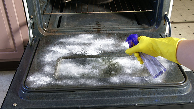 baking soda oven cleaning paste on racks