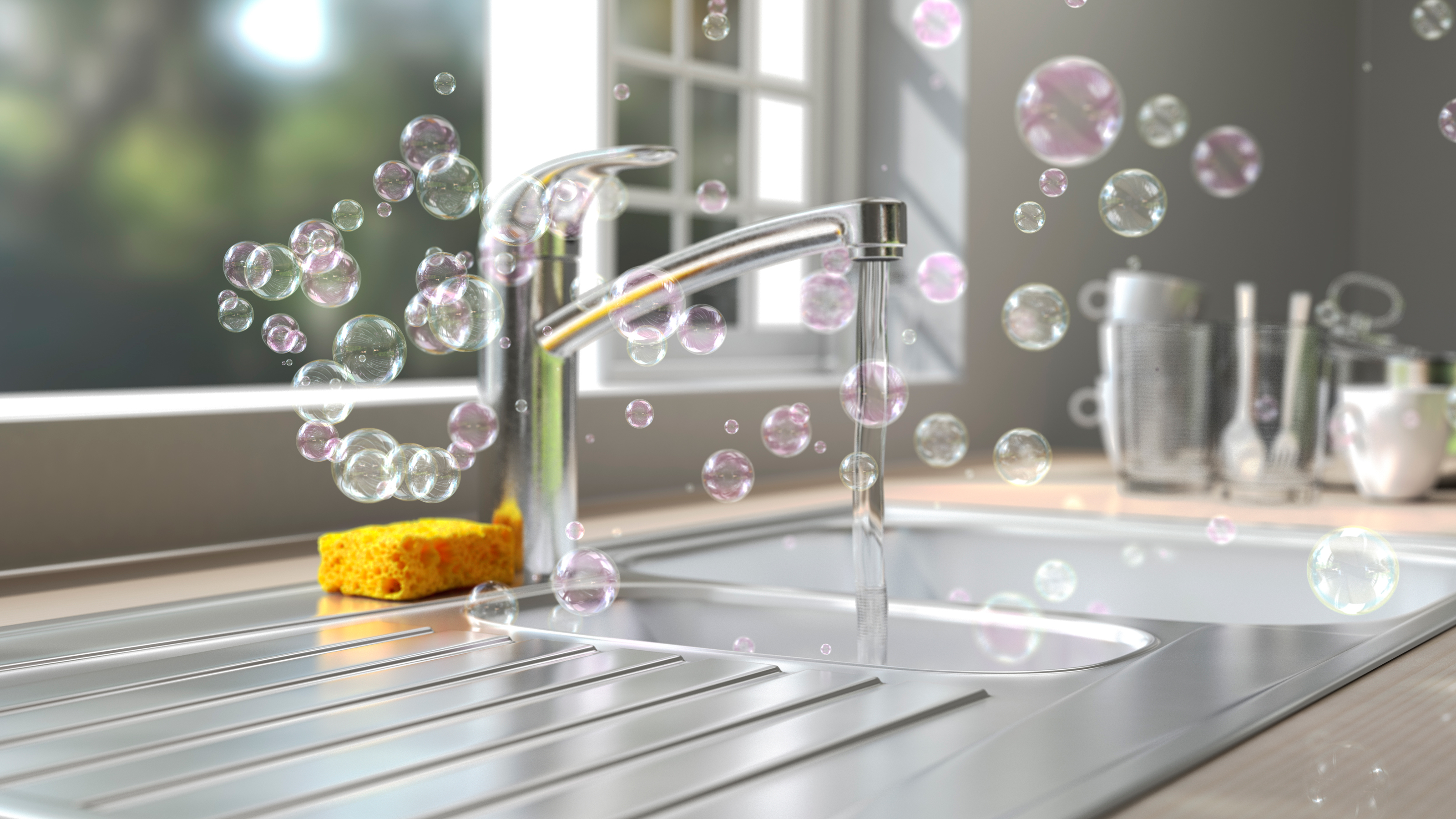 kitchen sink cleaned with vinegar