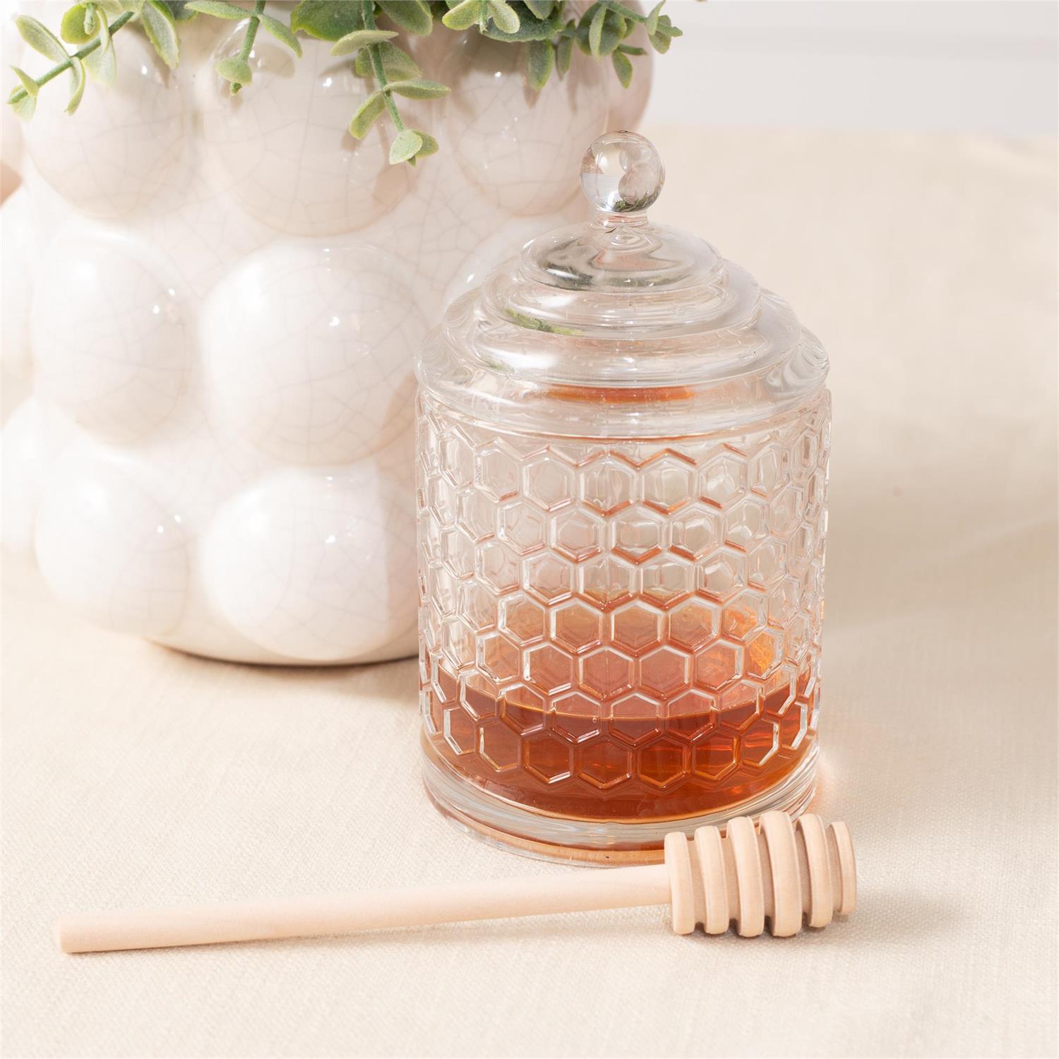 crystallized honey in open jar