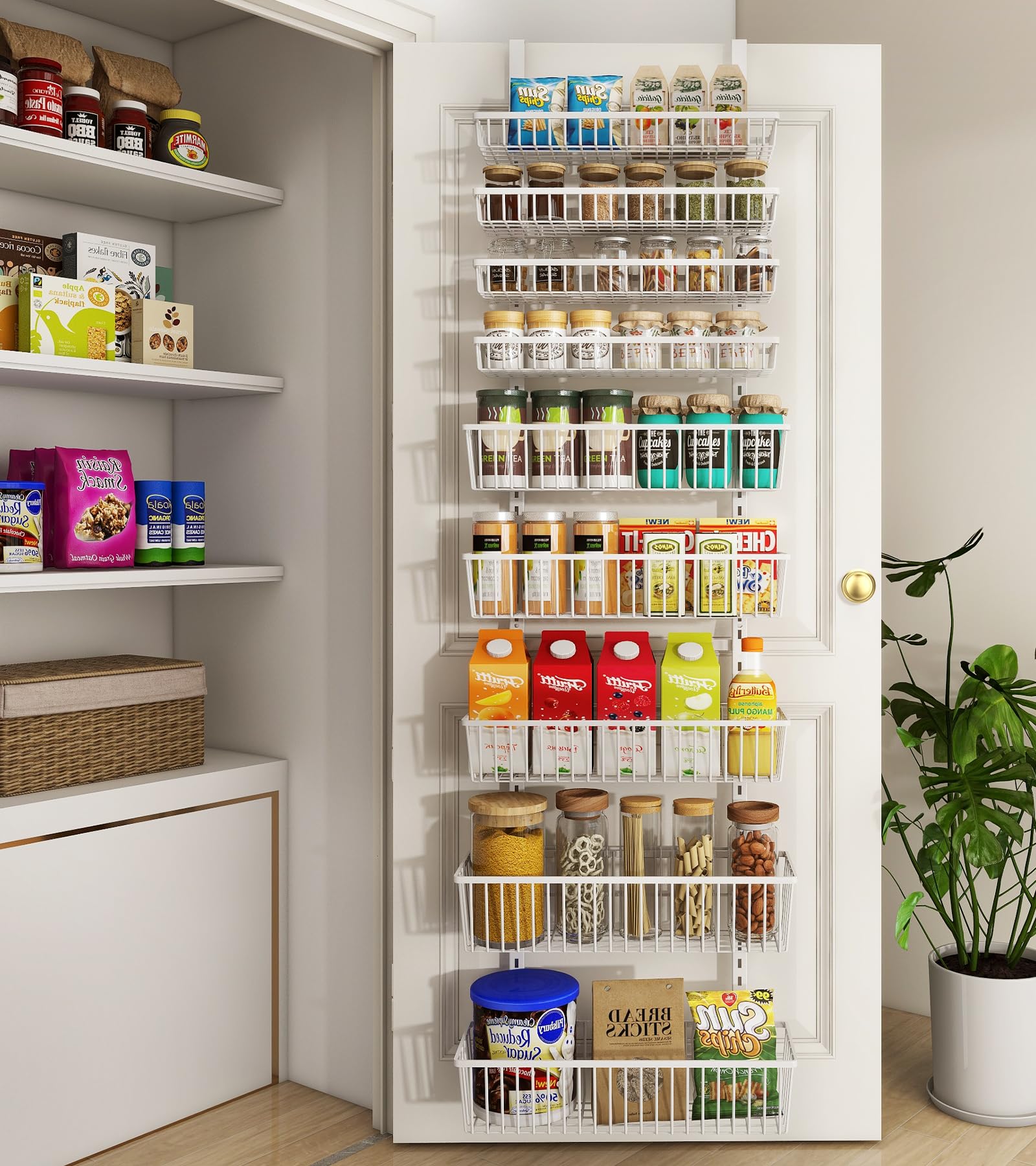 over door pantry organizer in kitchen
