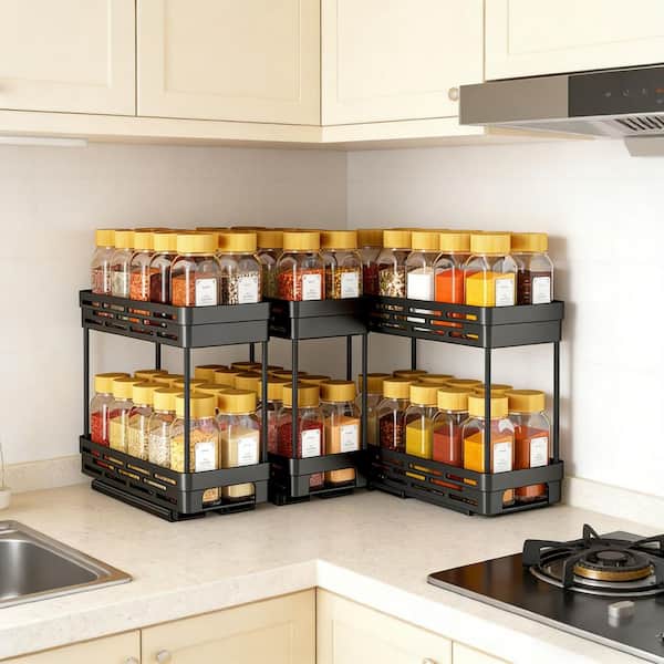 pull out spice rack shelf in kitchen cabinet