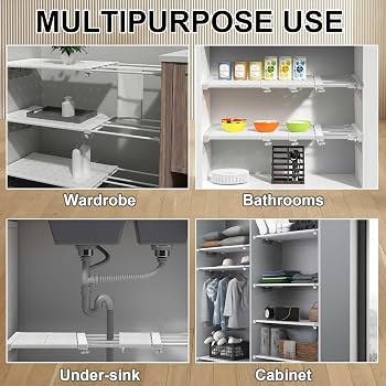 tension rod divider under kitchen sink
