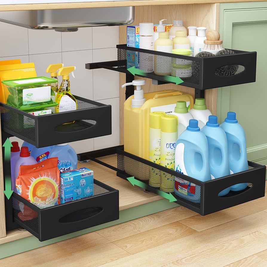 bathroom under sink pull out baskets