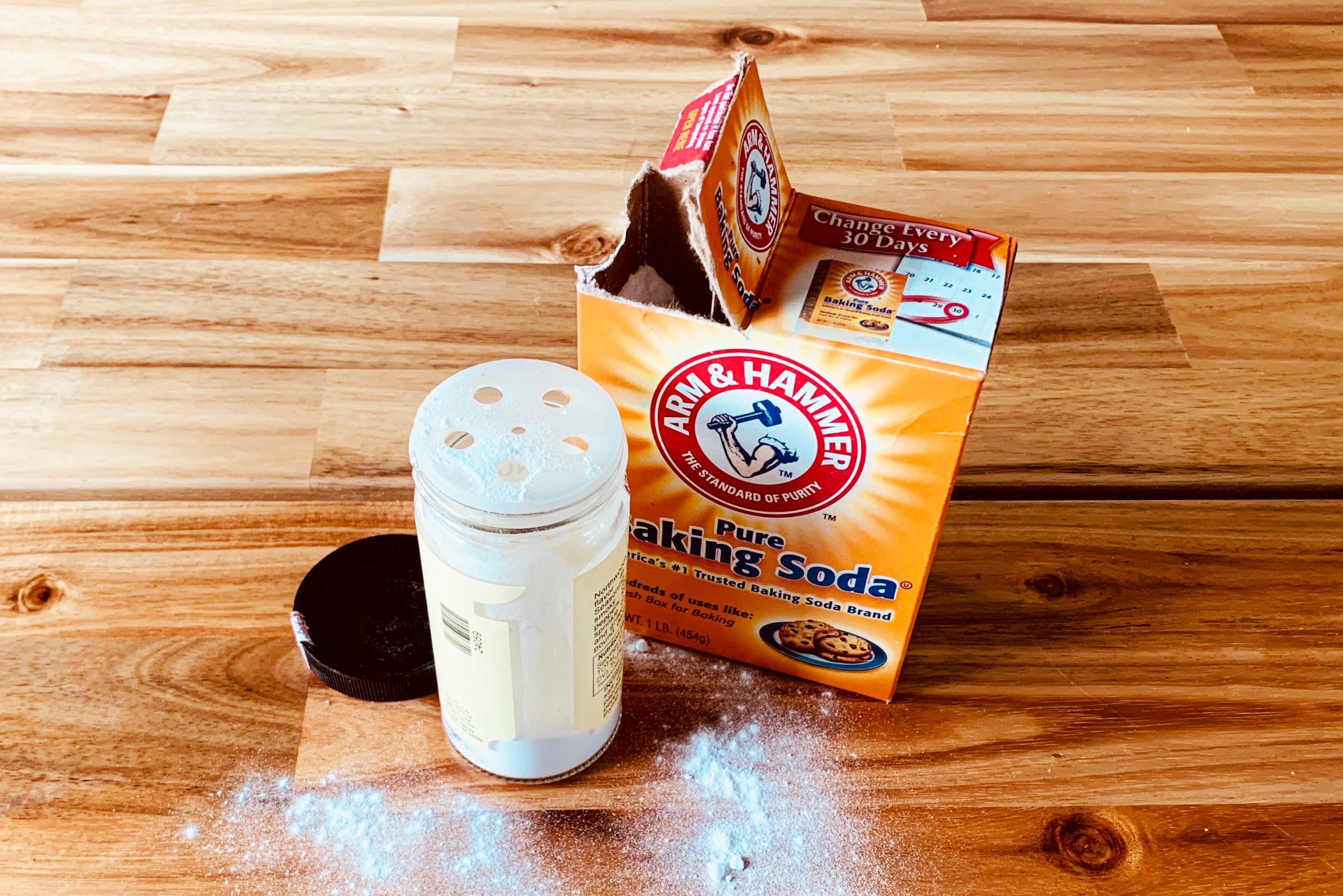 baking soda box on closet shelf
