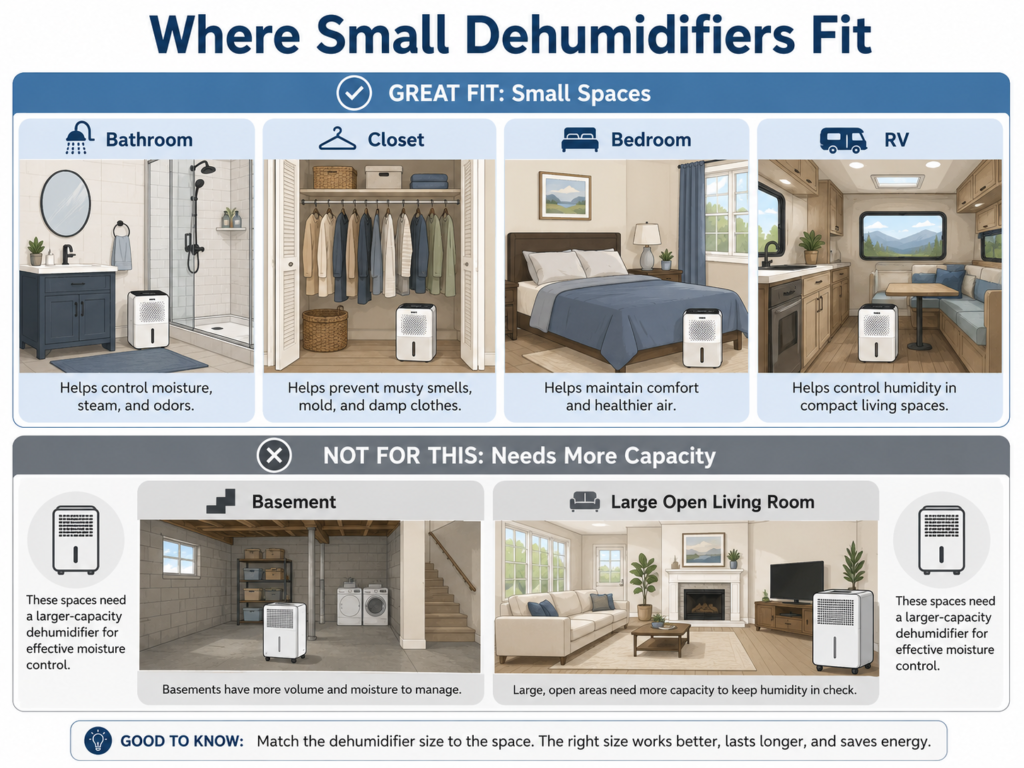 small dehumidifier unit inside closet