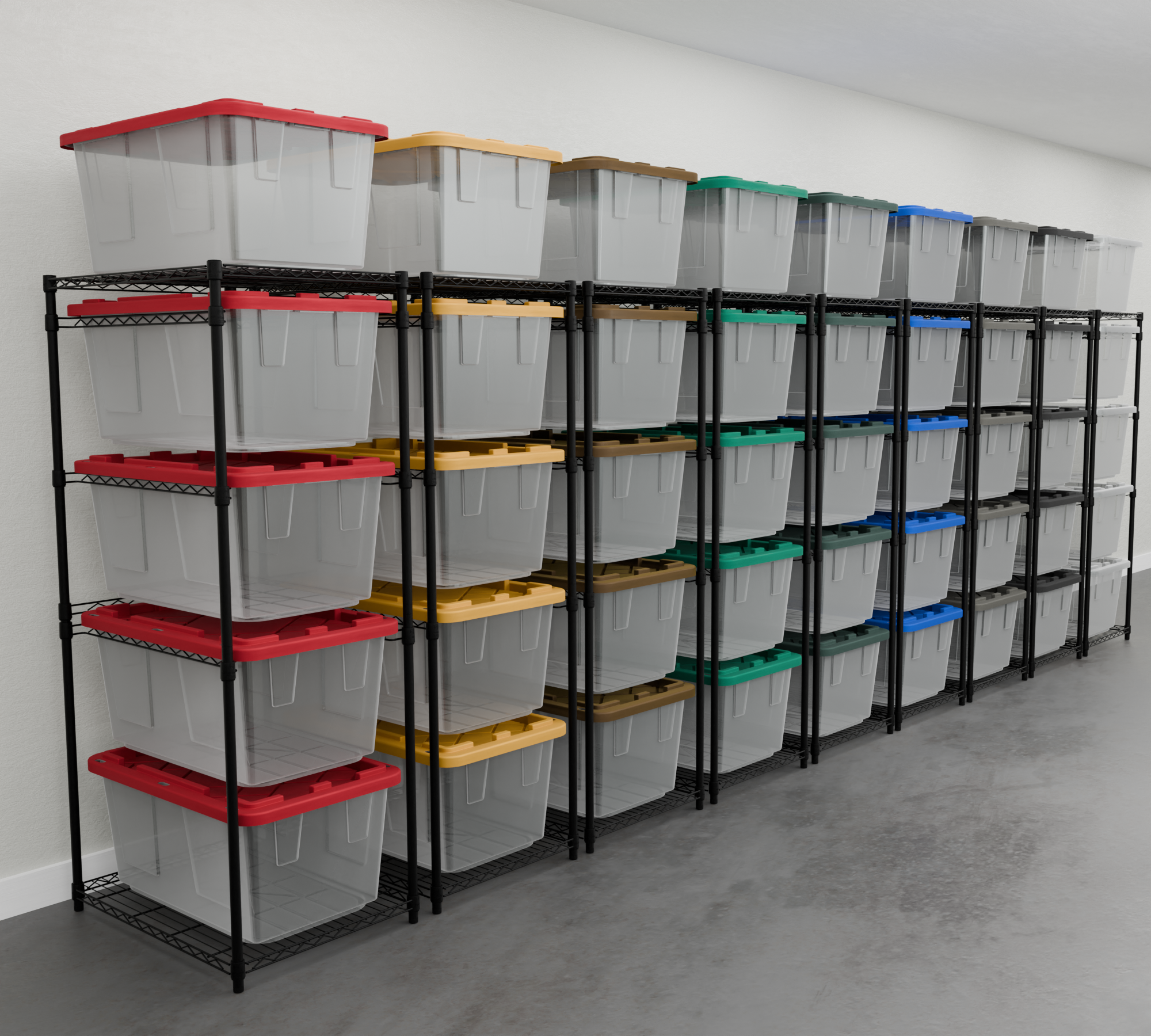 clear labeled storage bins garage