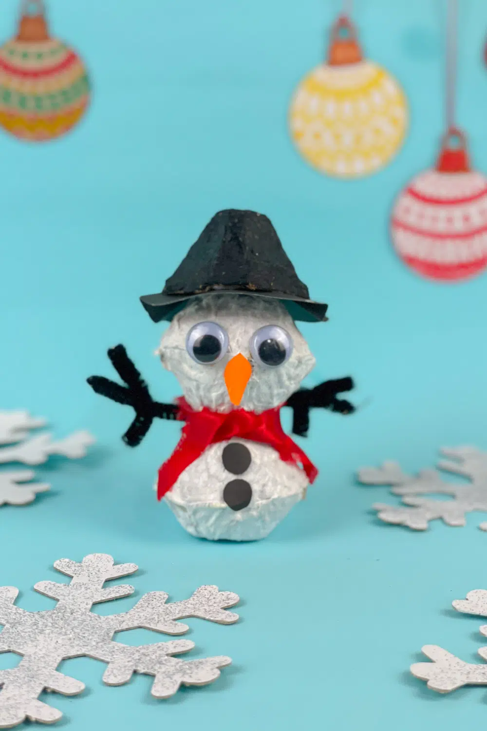 egg carton snowflake winter ornament