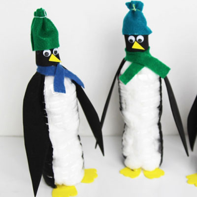 plastic bottle penguin winter ornament