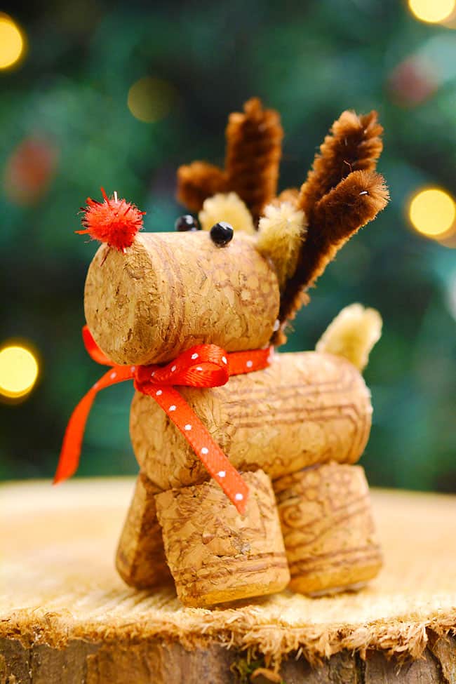 cork reindeer winter ornament