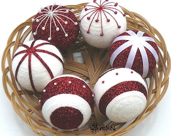 yarn wrapped orb winter ornament