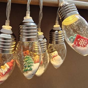 light bulb snow globe winter ornament