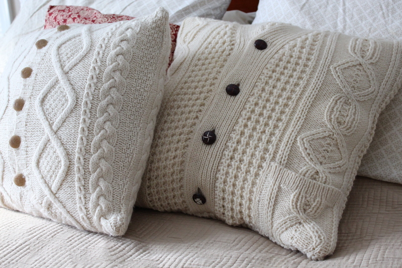 cozy upcycled sweater pillow